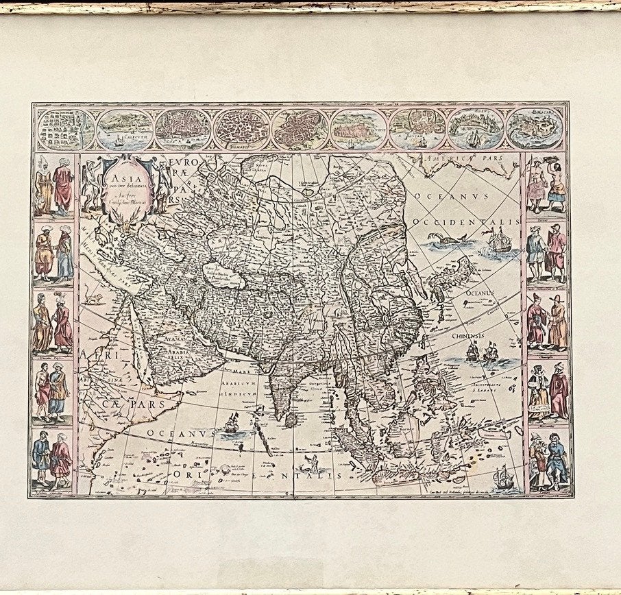 Antieke kaart van Azië, Boeken, Atlassen en Landkaarten, Gelezen, Ophalen of Verzenden, Landkaart, 1800 tot 2000