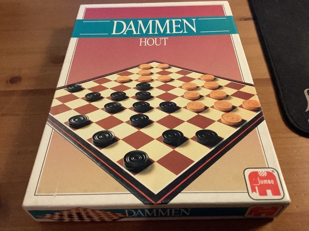 Damspel met houten damstenen, Een of twee spelers, Ophalen of Verzenden, Gebruikt, Jumbo