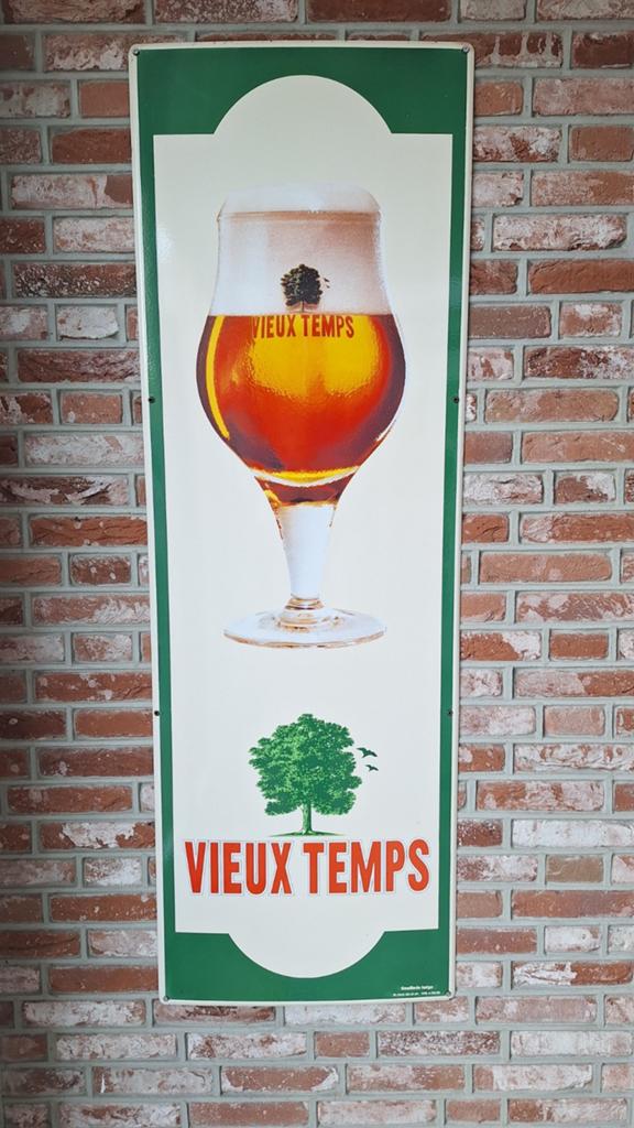 Emaille reclamebord Vieux Temps bier - 150x50cm, Ophalen