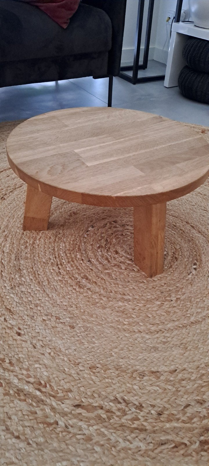 Eikenhouten salontafel - Rond 50cm robuust, Ophalen, Minder dan 50 cm, Minder dan 50 cm, Zo goed als nieuw
