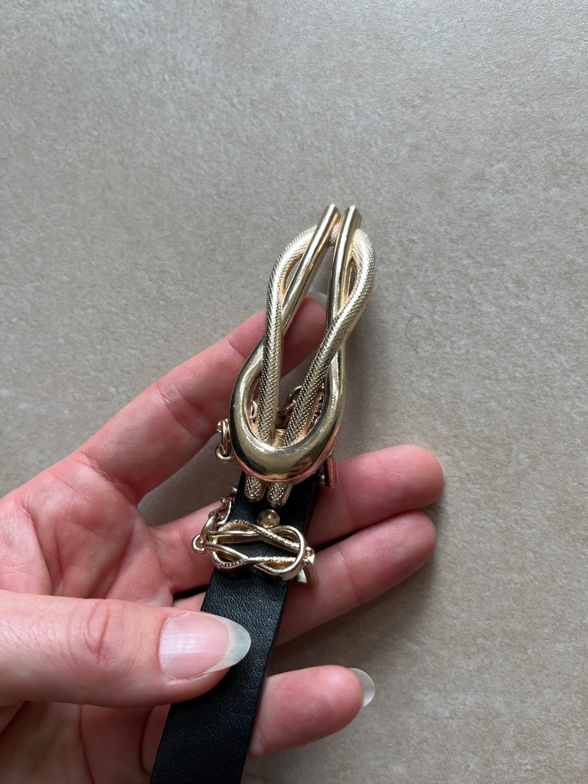 Zwarte riem met gouden knoopgesp, Minder dan 3 cm, Zwart, 90 tot 100 cm, Tailleriem