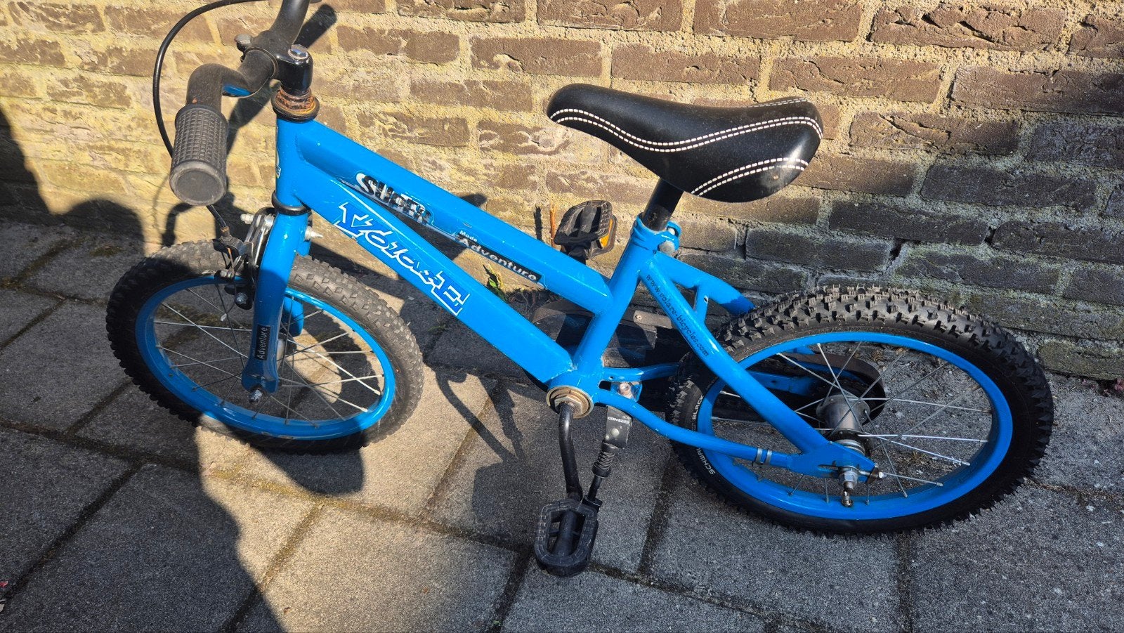 Volare 16 inch kinderfiets / crossfiets – blauw, Fietsen en Brommers, Fietsen | Crossfietsen en BMX, Ophalen, Terugtraprem, Staal