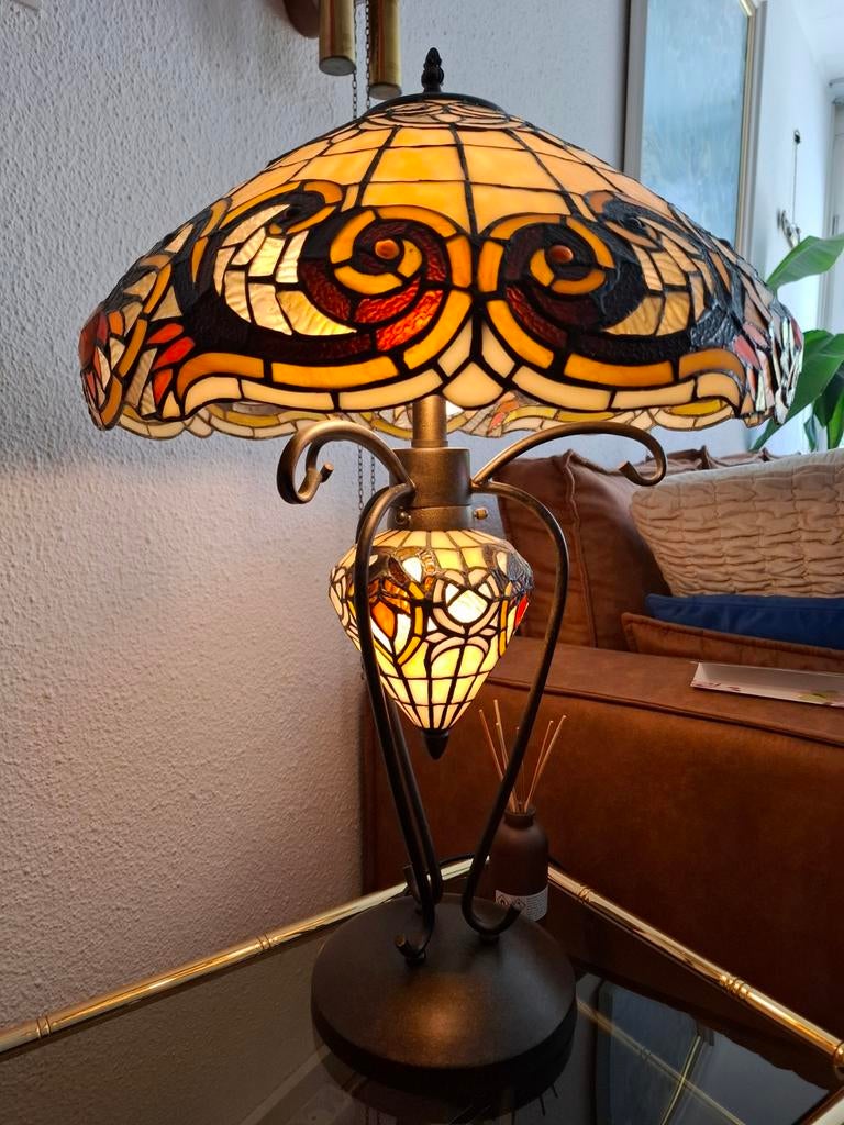 Prachtige Grote Tiffany Tafellamp, Huis en Inrichting, Lampen | Tafellampen, Ophalen, Zo goed als nieuw, 75 cm of meer, Tiffany