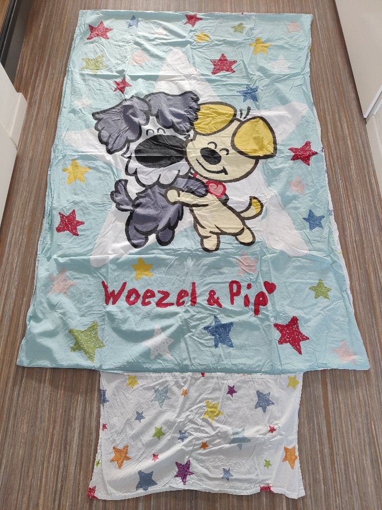 Dekbedhoes van Woezel& Pip voor 1-persoonsbed, Instopstrook, Ophalen of Verzenden, Zo goed als nieuw, Meerkleurig