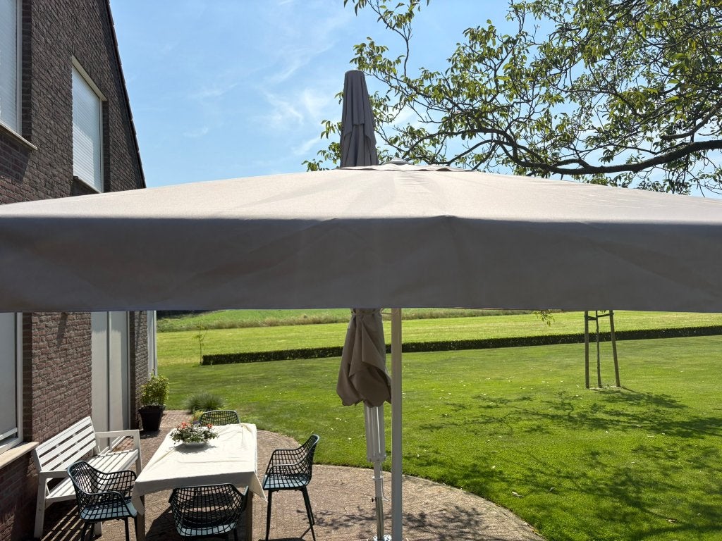 Horeca parasol 3x3 - Nieuw in doos - Telescoopsysteem, Tuin en Terras, Nieuw, Ophalen of Verzenden, Waterdicht, Stokparasol