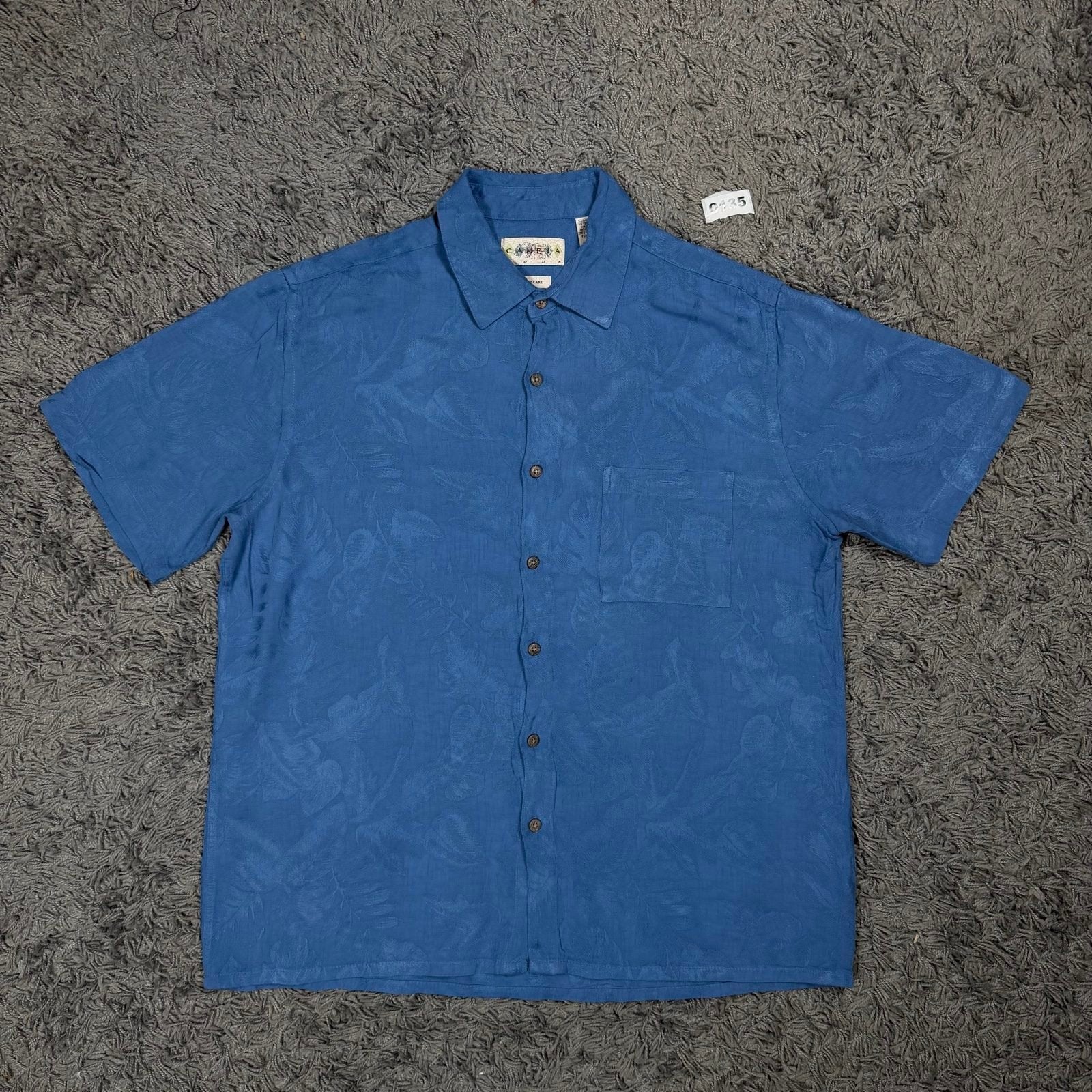 Campia Moda Blue Rayon Shirt Large Subtle Floral Pattern, Ophalen of Verzenden, Zo goed als nieuw, Blauw, Hawaii