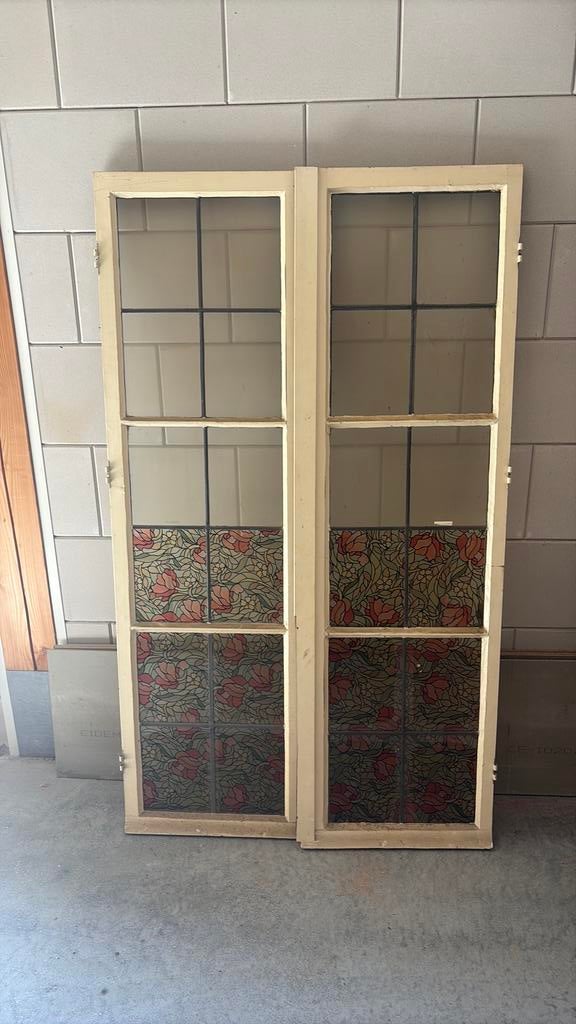 Glas in lood ramen, Gevelraam of Ruit, Gebruikt, Glas in lood, 80 tot 120 cm