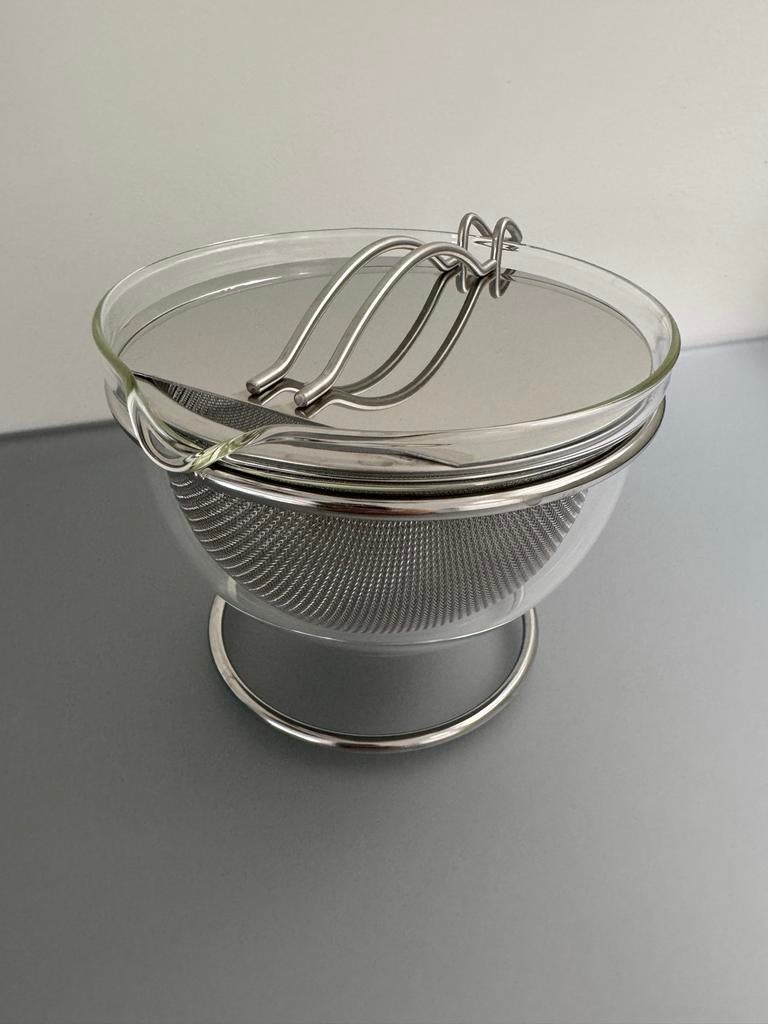 Mono Filio theepot met zeef - Made in Germany by Duran, Theepot/fluitketel, Glas, Zilver, Ophalen of Verzenden