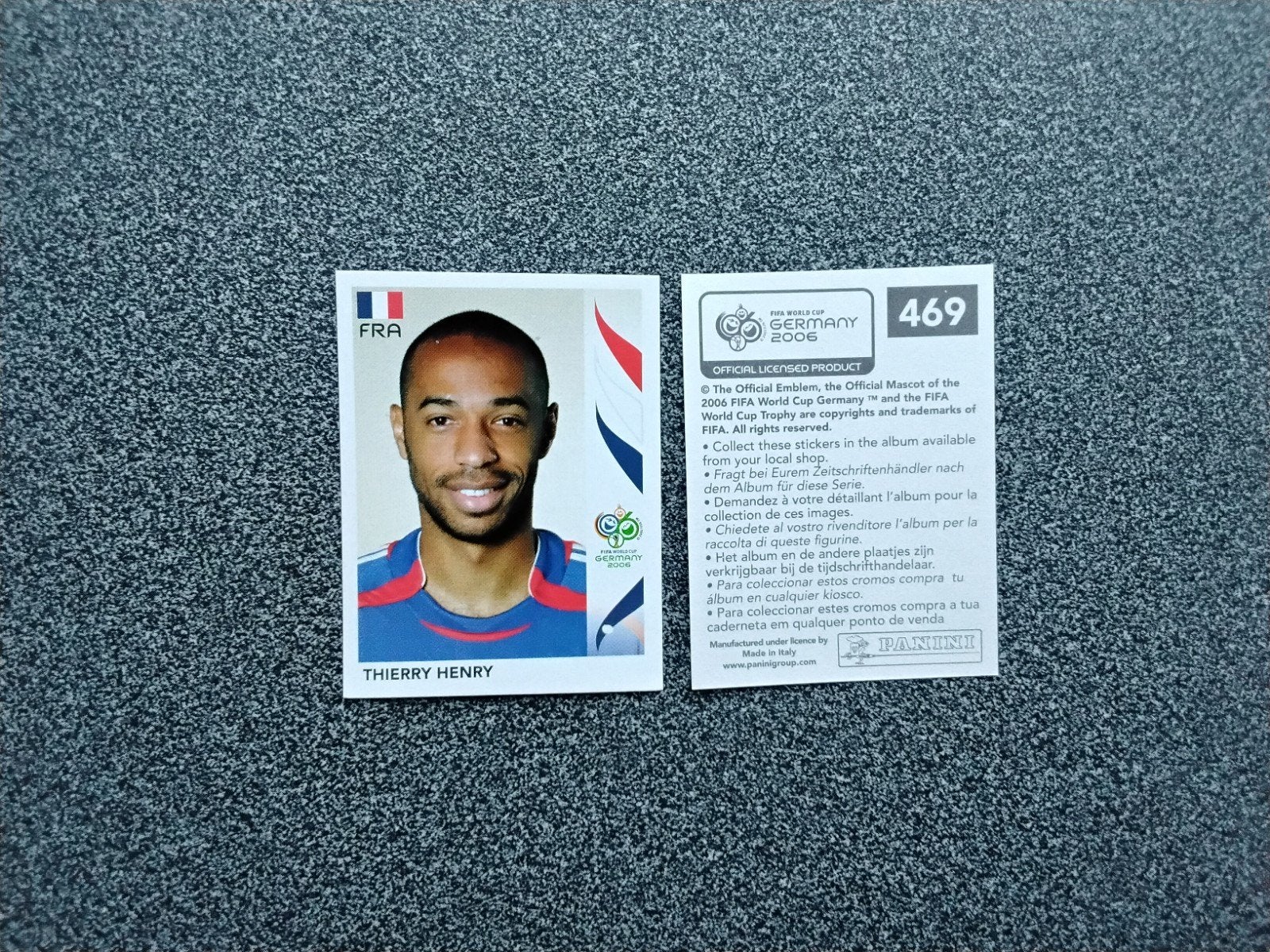 Panini Sticker Thierry Henry Frankrijk WK 2006, Ophalen of Verzenden, Zo goed als nieuw, Poster, Plaatje of Sticker