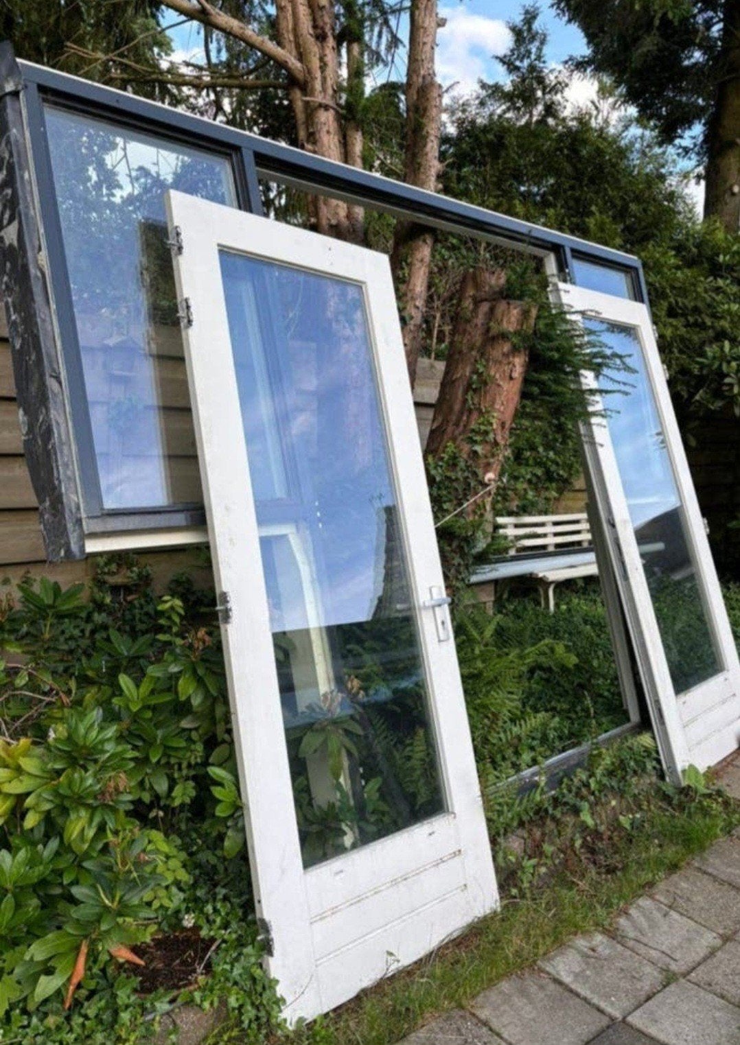 Openslaande tuindeuren inclusief kozijn | pui | melkmeisje., Ophalen, Gebruikt, Deurkozijn, 225 cm of meer