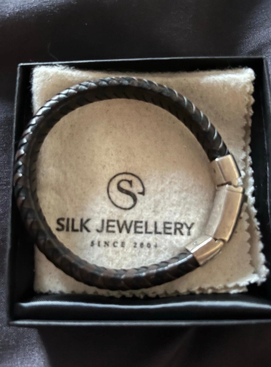 Silk jewellery armbandje leer staal, Sieraden, Tassen en Uiterlijk, Armbanden, Ophalen of Verzenden, Nieuw, Zwart, Leer