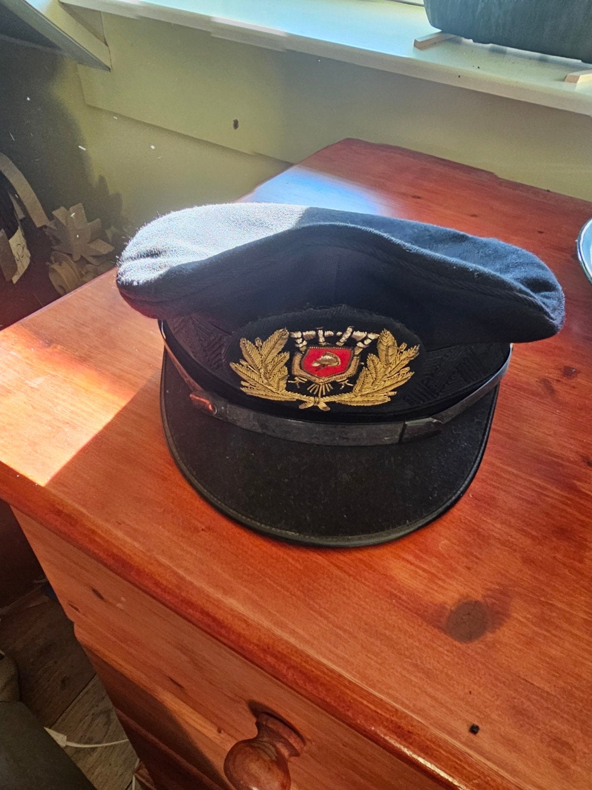 Vintage Marine Officierspet - Zwart, Ophalen, Marine, Overige gebieden, Helm of Baret