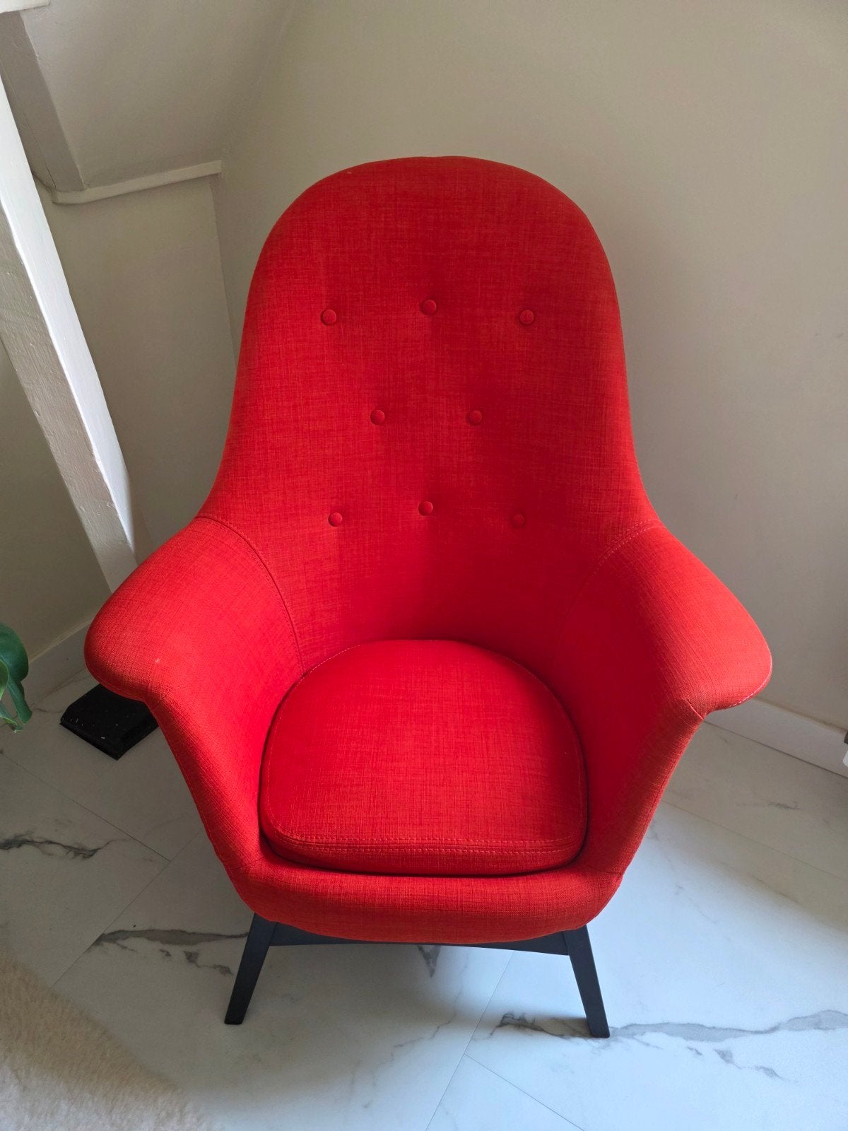 Grote fauteuil IKEA stof oranje, Ophalen, Gebruikt, Minder dan 75 cm, 75 tot 100 cm