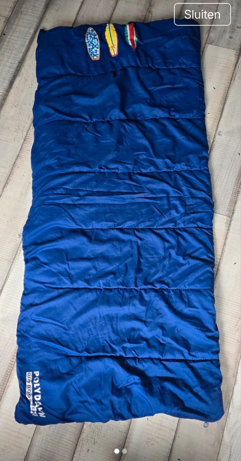 Polydaun Kinder Slaapzak - Blauw, Caravans en Kamperen, Slaapzakken, Ophalen of Verzenden, Gebruikt