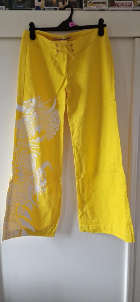 GSUS Dames Broek Maat 31 met Drakenprint, Geel, Ophalen of Verzenden, GSUS, Maat 34 (XS) of kleiner