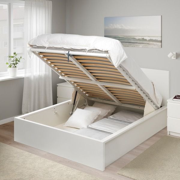 GRATIS Malm opbergbed 160x200 - 22 juli ophalen, Ophalen, Gebruikt, Wit, Tweepersoons