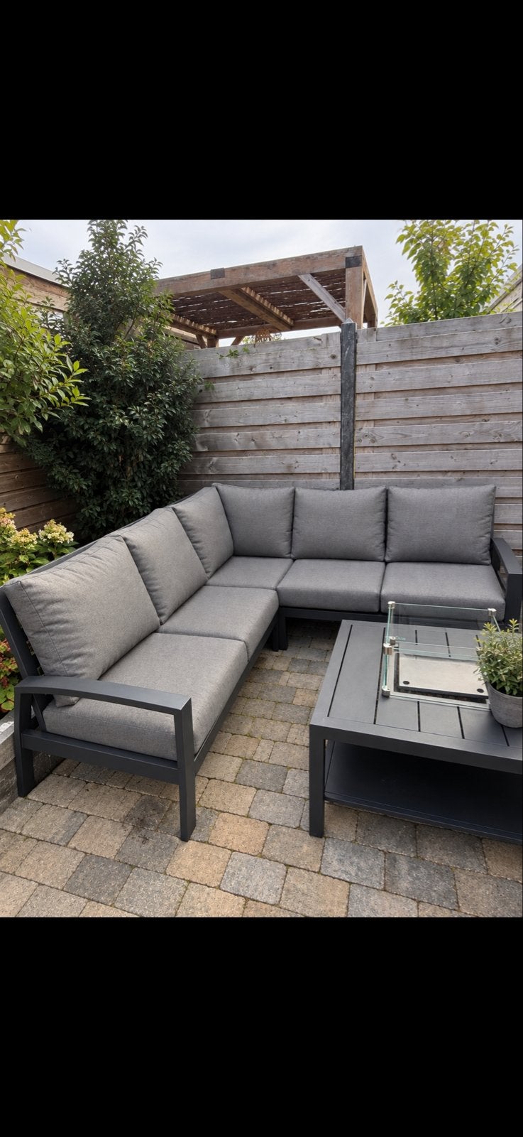 Tierra Outdoor Valencia hoekbank + Cosi vuurtafel, Tuin en Terras, Ophalen, 5 zitplaatsen, Aluminium, Zo goed als nieuw