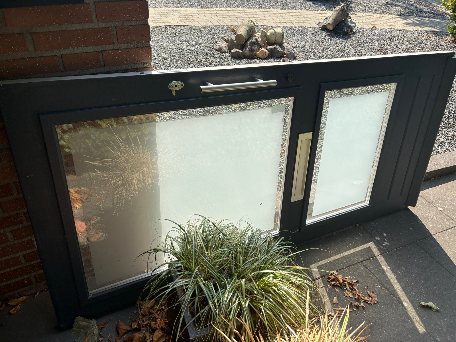 Hardhouten voordeur met dubbel glas ., Doe-het-zelf en Verbouw, Deuren en Horren, Ophalen, Gebruikt, 80 tot 100 cm, 200 tot 215 cm