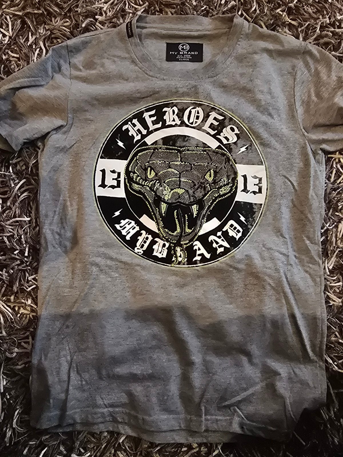 My Brand T-shirt met slangprint en strass - Maat XL DOOS J, Maat 56/58 (XL), Ophalen of Verzenden, Zo goed als nieuw, Grijs