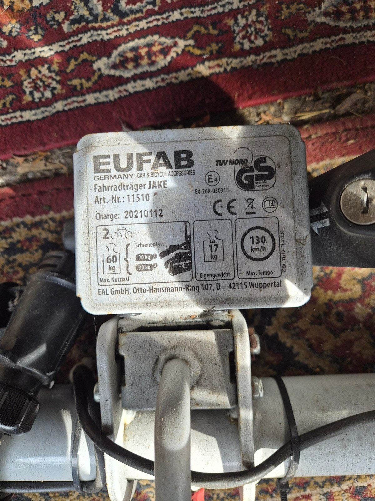 EUFAB JAKE Trekhaak Fietsendrager voor 2 fietsen, Auto diversen, Ophalen, Gebruikt, 2 fietsen, Trekhaakdrager