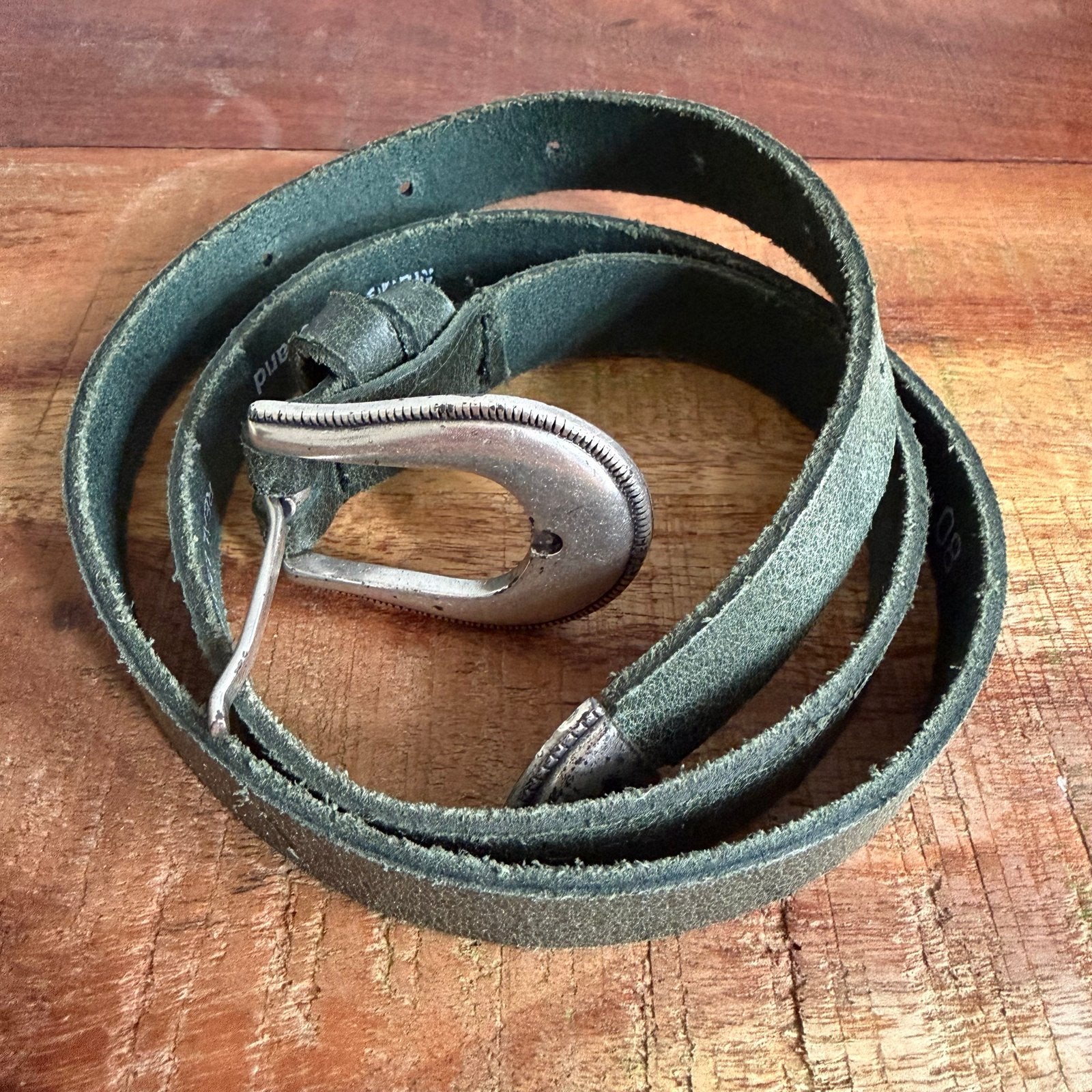 Cobachella Groene Leren Riem - Maat 80, 3 tot 5 cm, Echt leder, Heupriem, Ophalen of Verzenden