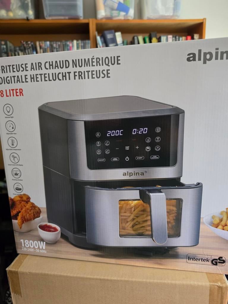 Alpina Digitale Hetelucht Friteuse 8 Liter - 1800W, 4 liter of meer, Ophalen of Verzenden, Nieuw