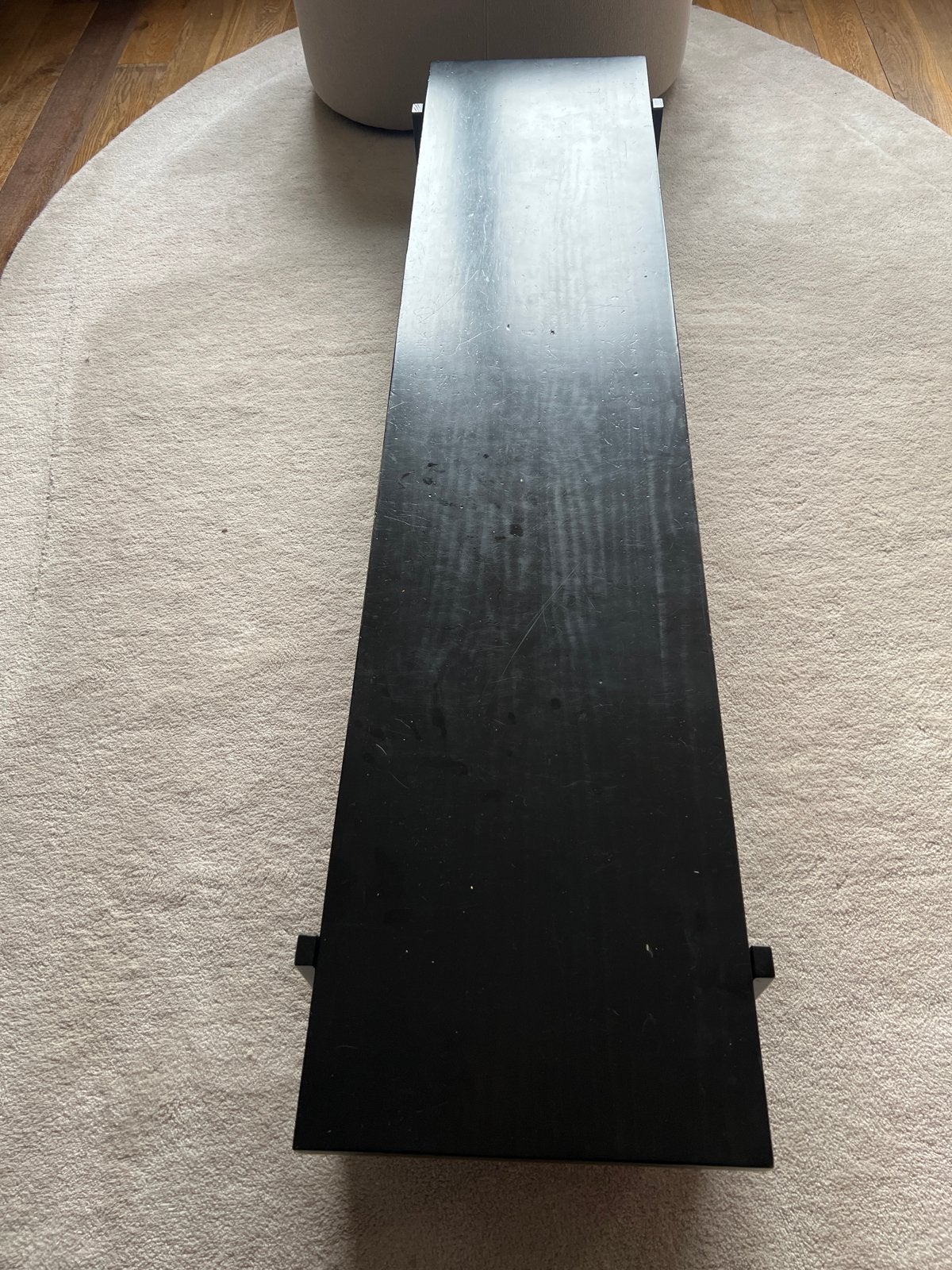 Zwarte, lange, smalle salontafel, Ophalen, Minder dan 50 cm, Gebruikt, 150 tot 200 cm