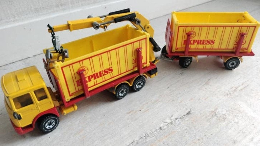 SIKU MAN CONTAINERWAGEN met.aanhanger EN KRAAN, Hobby en Vrije tijd, Modelauto's | 1:43, Ophalen of Verzenden, Gebruikt, Bus of Vrachtwagen