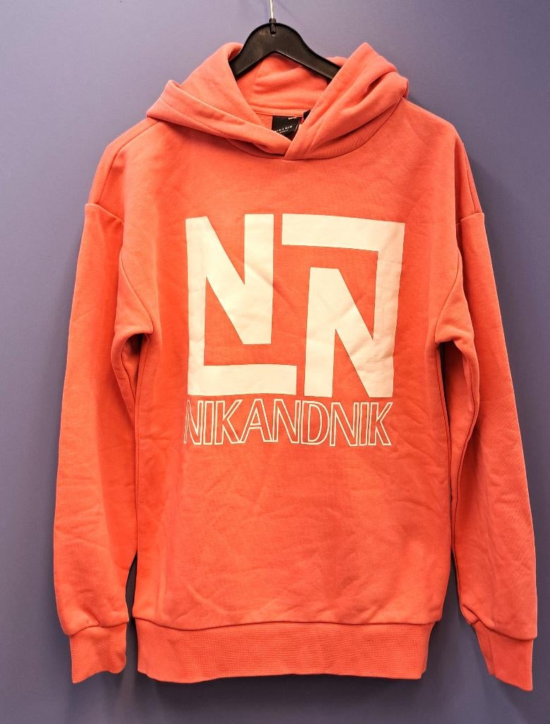 Nik & Nik roze hoodie trui met witte letters 12jr 152 48049, Kinderen en Baby's, Kinderkleding | Maat 152, Nik&Nik, Meisje, .