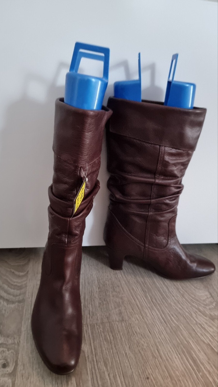 Bruine leren laarzen, helemaal nieuw, Kleding | Dames, Ophalen, Hoge laarzen, Bruin, Nieuw