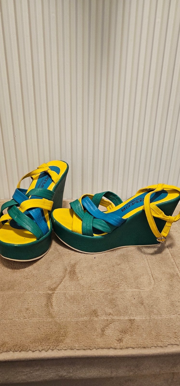 Kleurrijke  sleehak sandalen - groen, geel, blauw -, Ophalen, Klimsport-accessoire