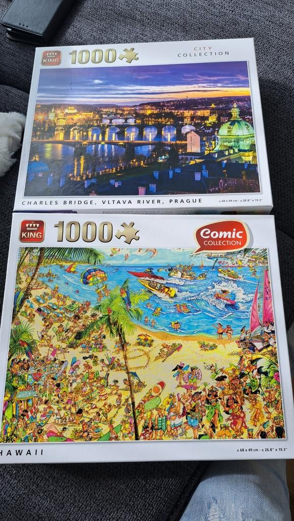2 King legpuzzels van 1000 stukjes: Praag & Hawaii, Ophalen, 500 t/m 1500 stukjes, Zo goed als nieuw, Legpuzzel