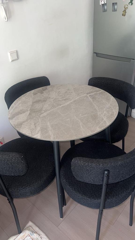 Eettafel met stoelen, Ophalen, Overige materialen, 50 tot 100 cm, Rond