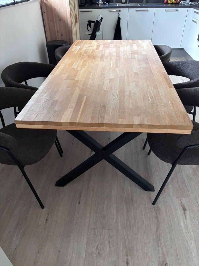 Eettafel WOOOD, Ophalen, Eikenhout, 200 cm of meer, 50 tot 100 cm