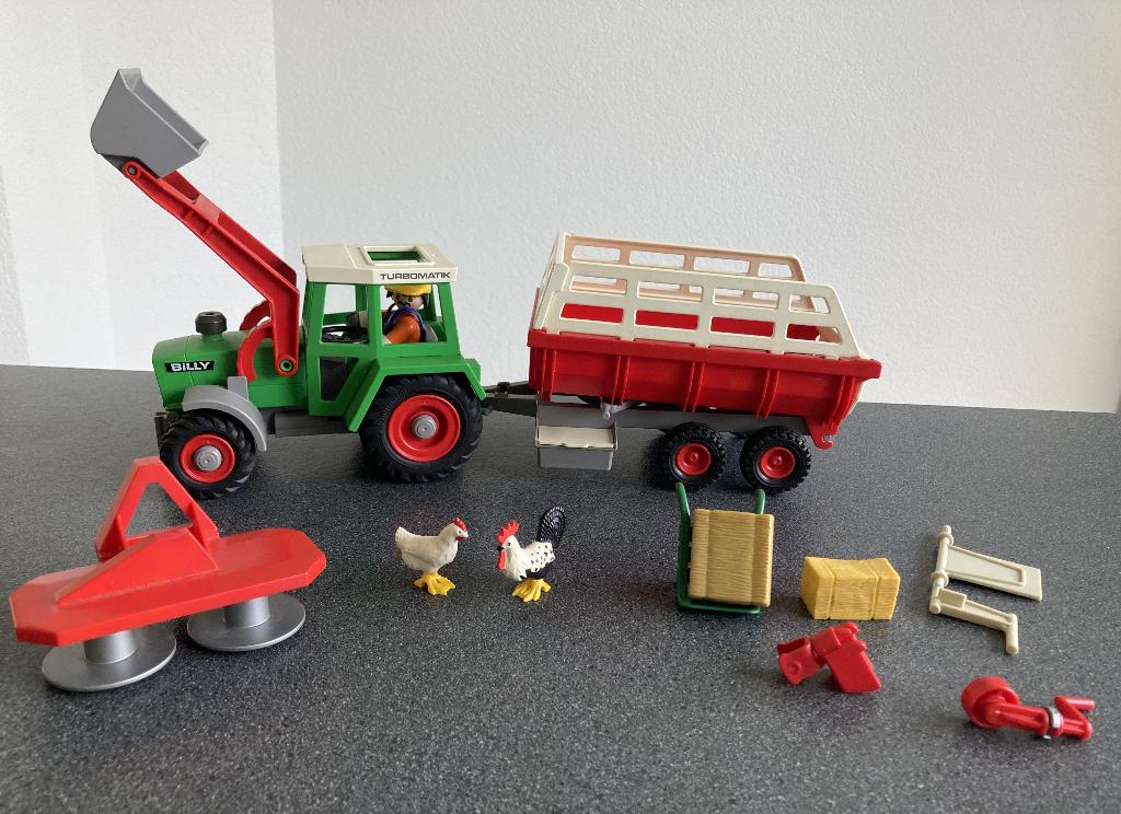 Playmobil 3474 3718 Billy Turbomatic tractor+aanhanger+extrs, Ophalen of Verzenden, Zo goed als nieuw