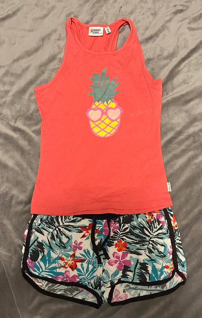 Zomerset – top + short tropisch / Hawaï / ananas mt 140/146, Ophalen of Verzenden, Zo goed als nieuw, Meisje, Setje