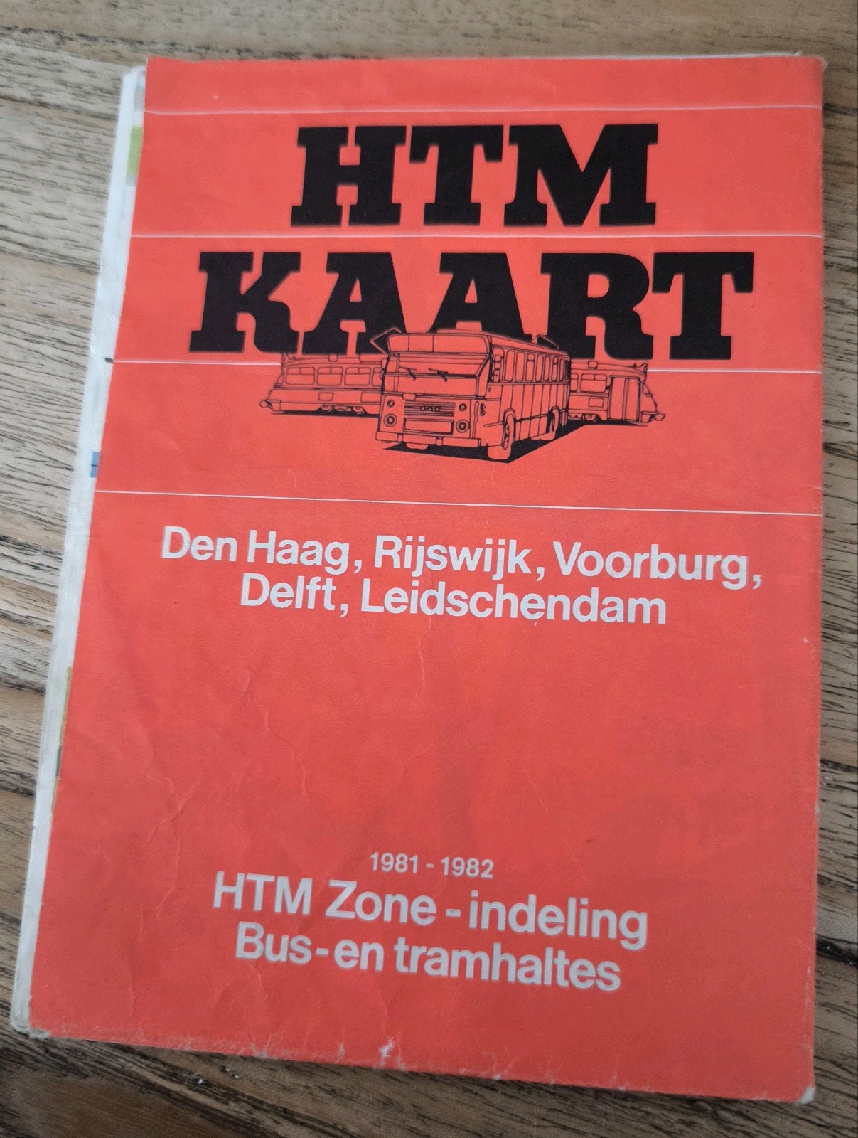 HTM kaart 1981/1982 Den Haag Rijswijk Voorburg Delft vintage, Ophalen of Verzenden, Gelezen, Nederland