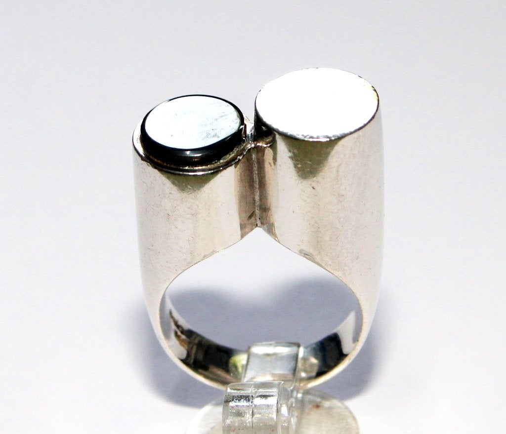 Modernistische Sterling Zilver Ring Relo Design Oostenrijk, Sieraden, Tassen en Uiterlijk, Antieke sieraden, Ophalen of Verzenden