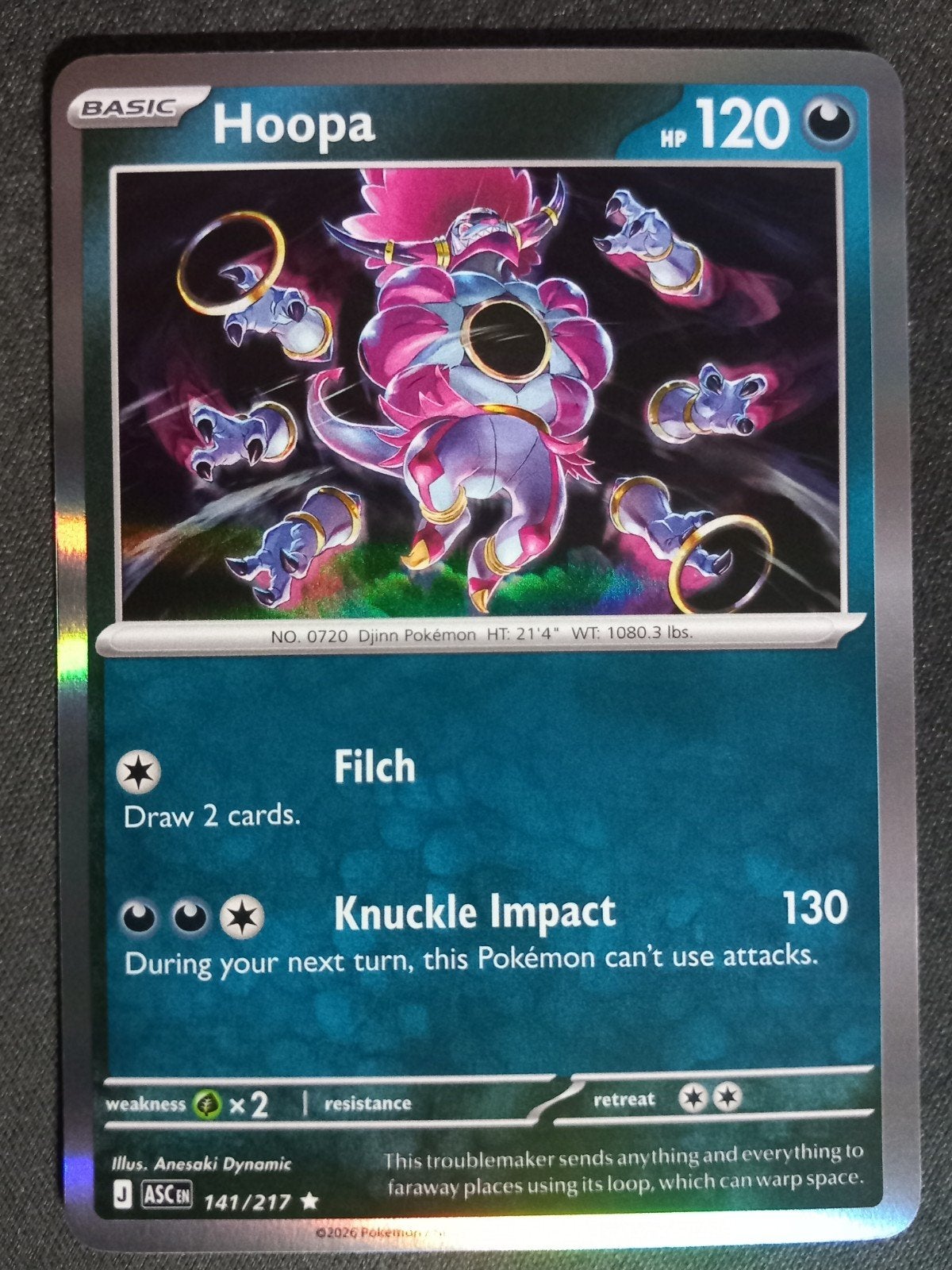 Pokemon Hoopa 141/217 Ascended Heroes Holo NM, Verzenden, Zo goed als nieuw, Losse kaart, Foil