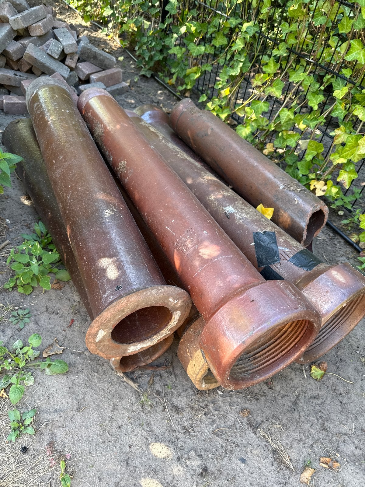Oude rioolbuizen voor tuindecoratie - 8 stuks, Ophalen, Gebruikt
