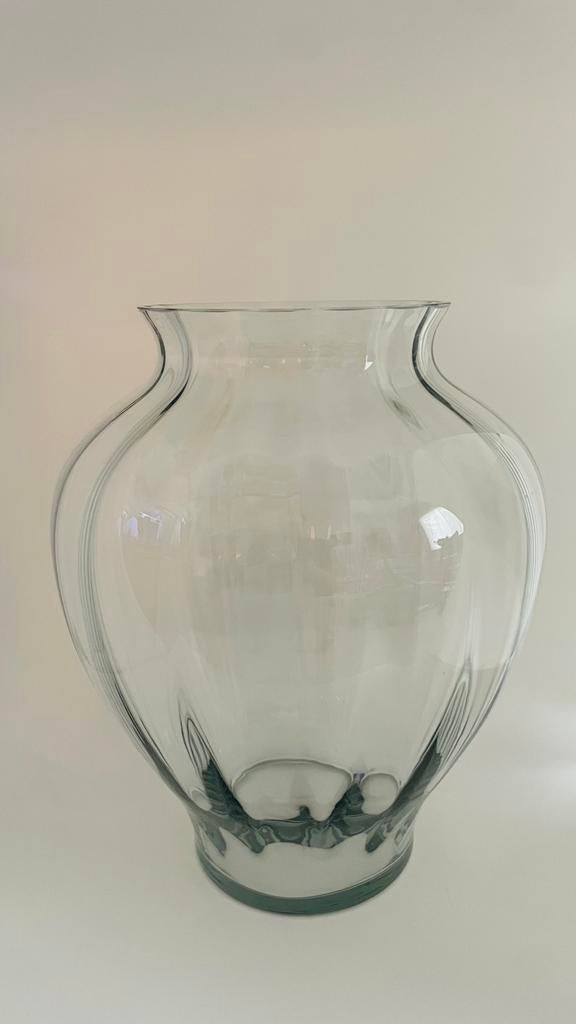 Prachtige vintage mondgeblazen glazen grote vaas, perfect!, Ophalen, Overige kleuren, Minder dan 50 cm, Glas