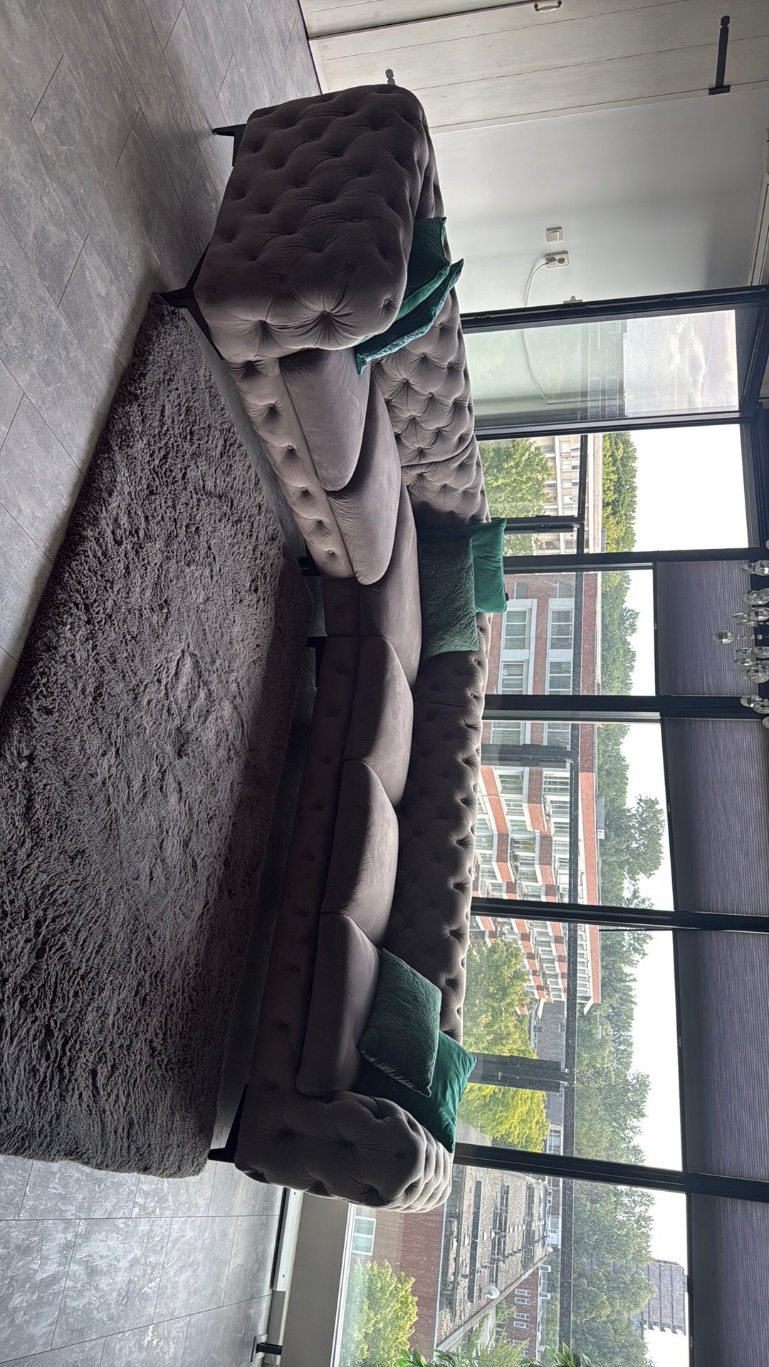 Chesterfield Hoekbank – Bieden, Ophalen, Zo goed als nieuw, Vierpersoons of meer, Stof