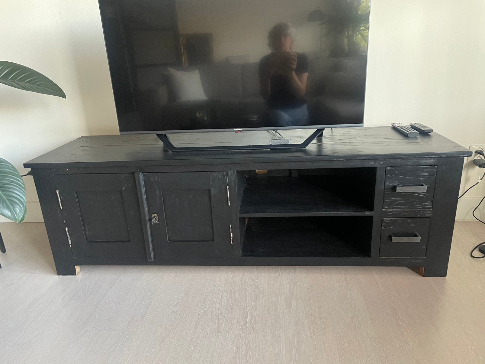 Tv kast zwart 160x45, Ophalen, 25 tot 50 cm, Minder dan 100 cm