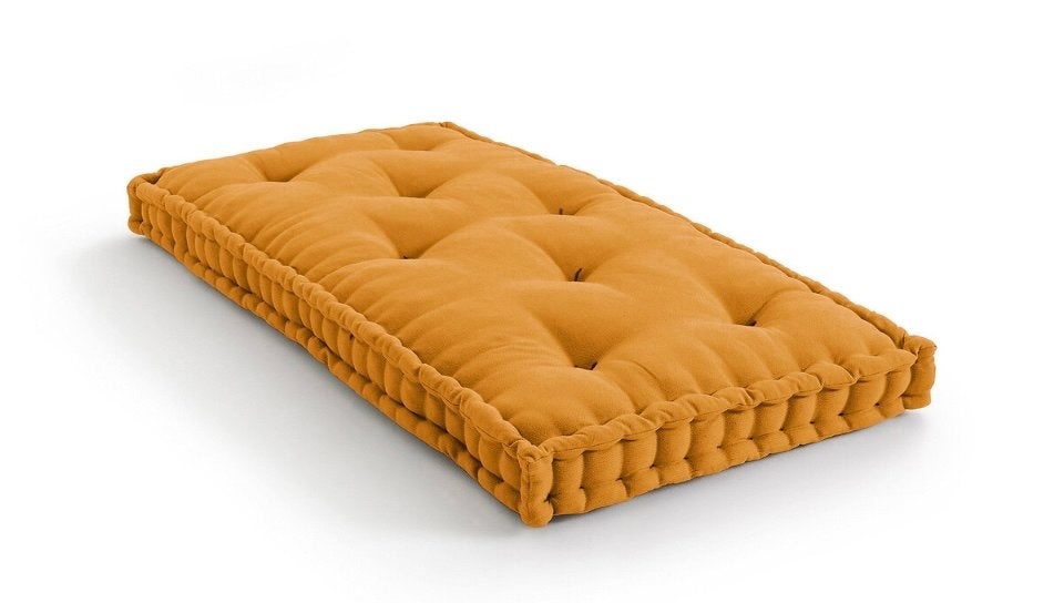 Nieuw | Okergeel Vloerkussen / Pallet kussen - 120 x 60 cm, Ophalen, Zo goed als nieuw, Geel, Rechthoekig