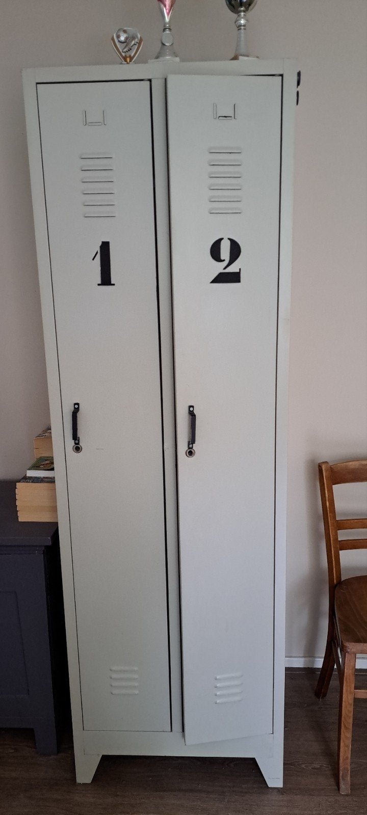 Metalen locker kast met 2 deuren - grijs, Ophalen, Gebruikt, Industrieel