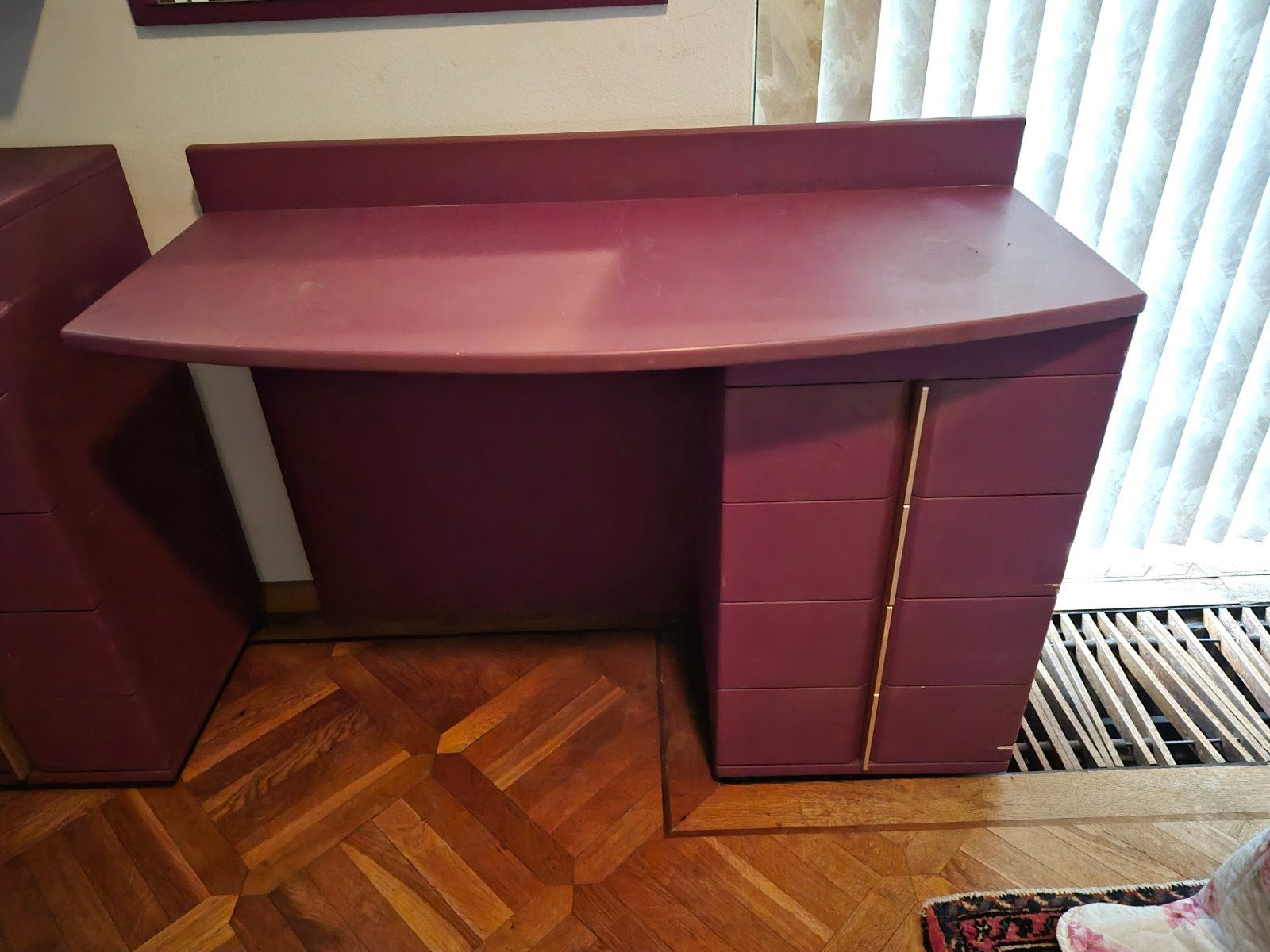 Kaptafel met nachtkastjes Paars, Huis en Inrichting, Tafels | Kaptafels, Ophalen, Gebruikt, Minder dan 100 cm