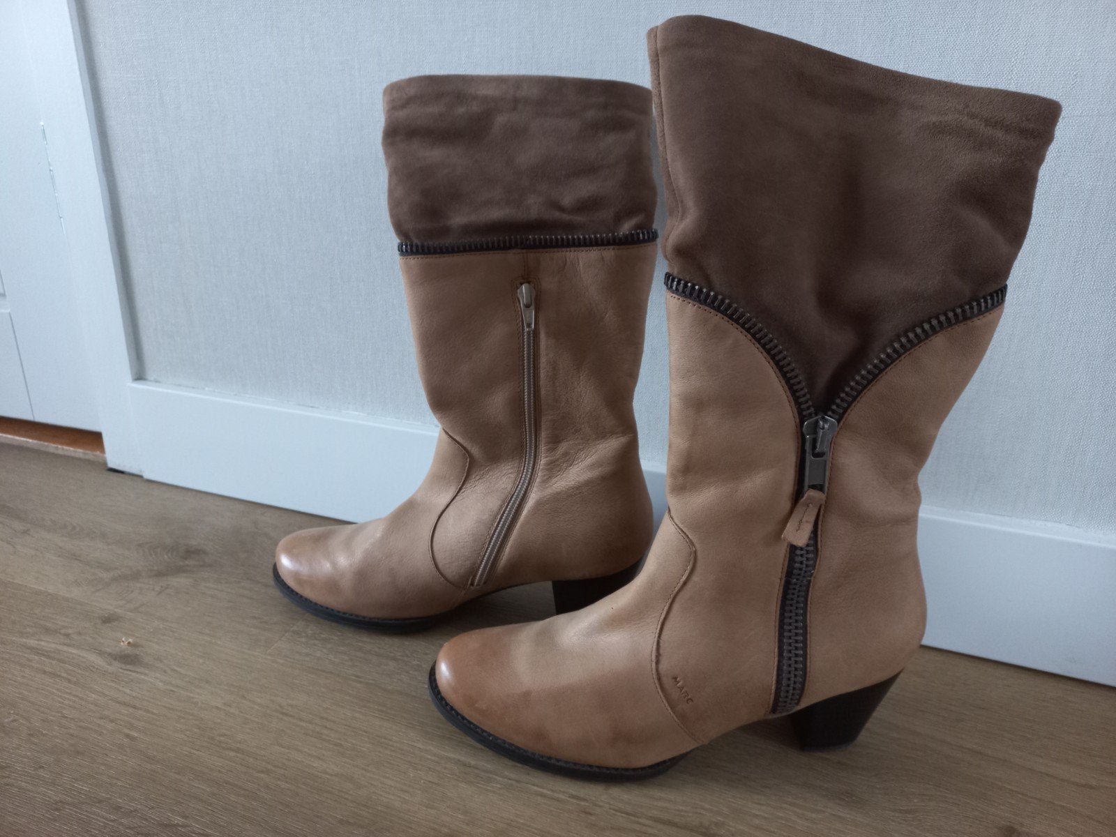 Bruine halfhoge laarzen, gevoerd, maat 41, Kleding | Dames, Hoge laarzen, Bruin, Ophalen of Verzenden, Zo goed als nieuw