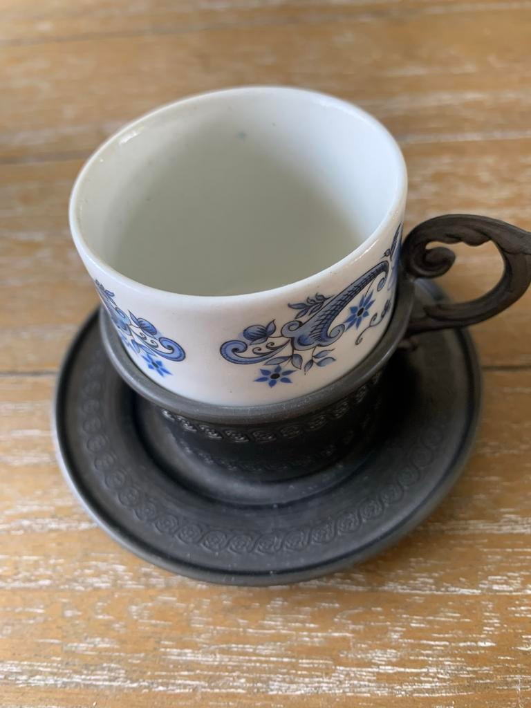 Weidmann tinnen porseleine espresso kop en schotel 1960-1970, Ophalen of Verzenden