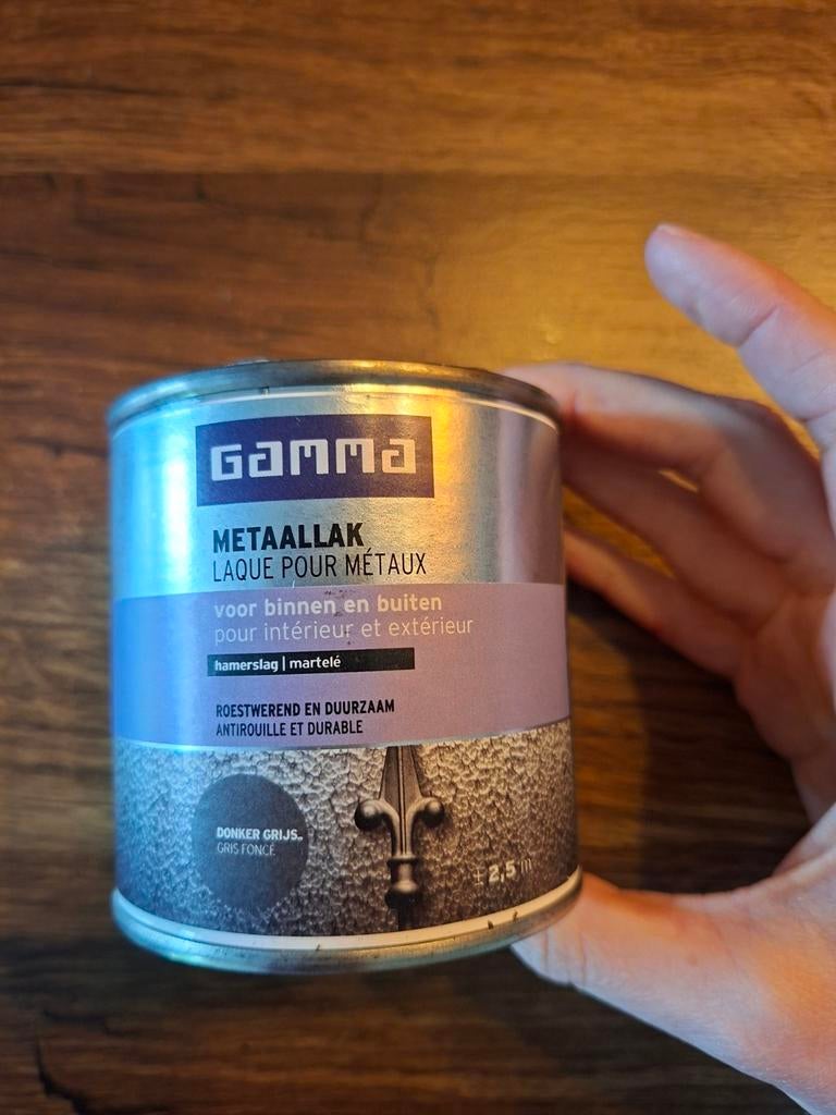 GAMMA Metaallak Hamerslag Donkergrijs 250 ml, Nieuw, Ophalen of Verzenden, Lak, Grijs