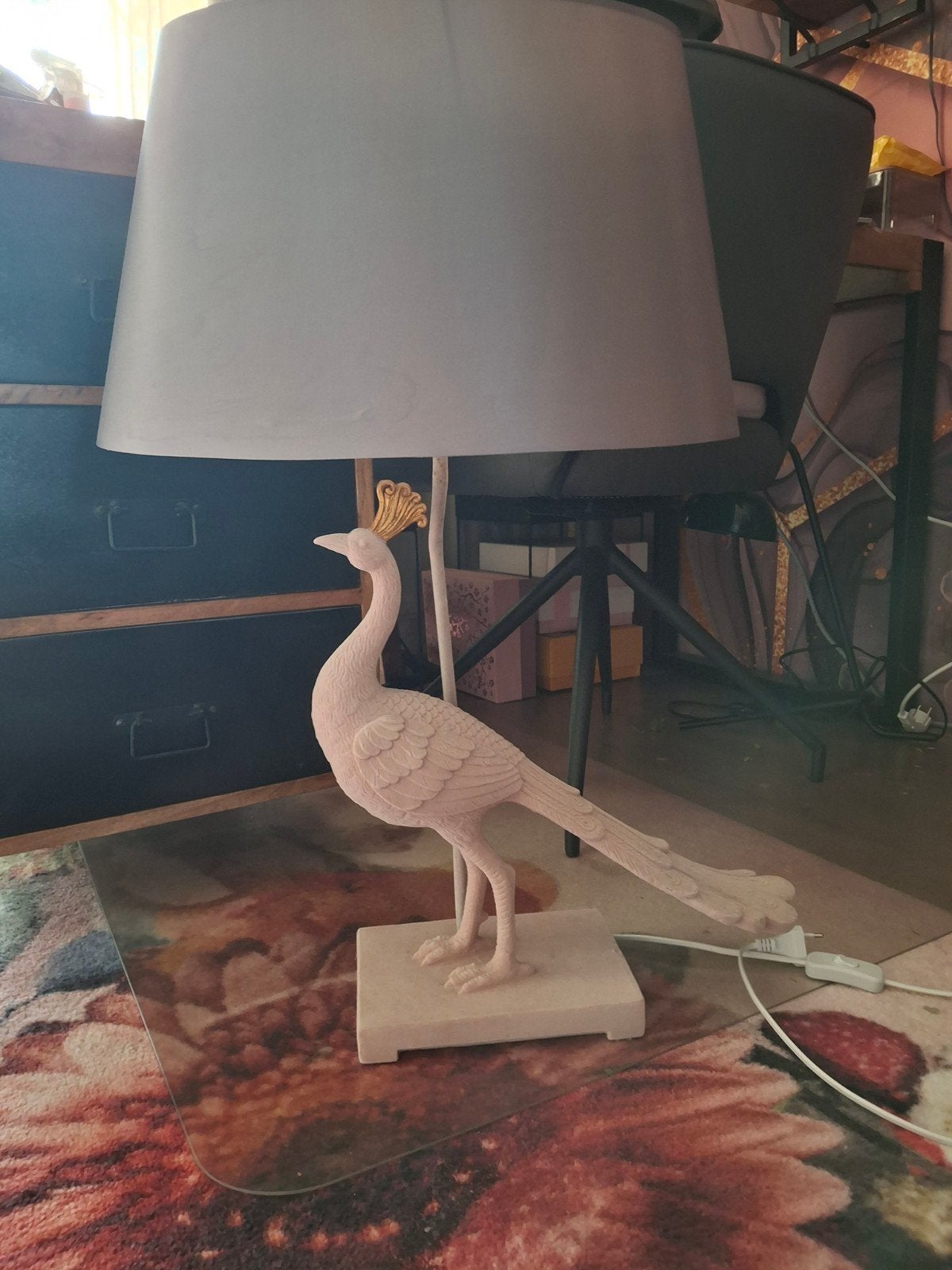 Werner voss, tafellamp, dierenlamp pauw rosita, h 62 cm, Ophalen, Overige merken, Overige stijlen, E27 (groot)